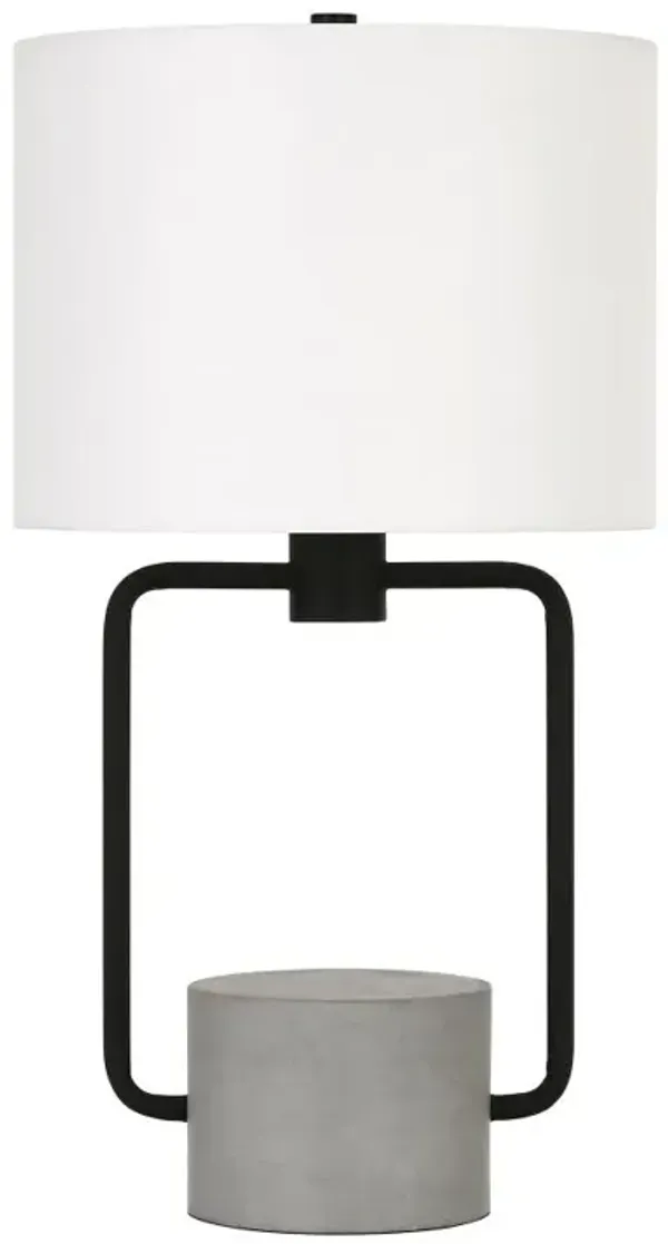Hivvago 22" Black and Gray Concrete Table Lamp With White Drum Shade