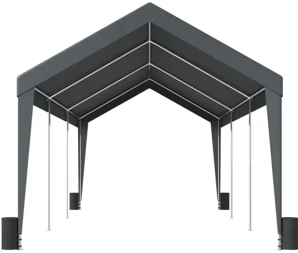 Heavy Duty Car Canopy with 8 Poles, 4 Weighted Bags, and Waterproof UV Cover