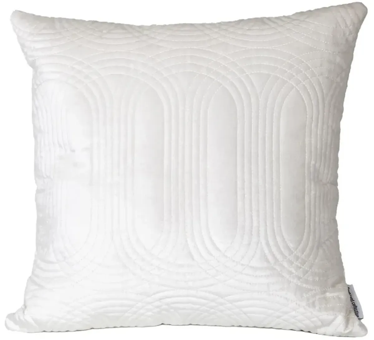 20" White Quilted Oval Pattern Throw Pillow