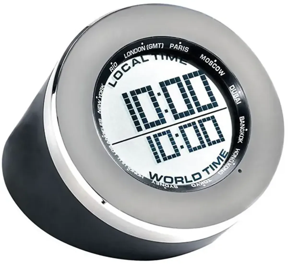 Seth Thomas World Time Multifunction Clock in Black and Silver