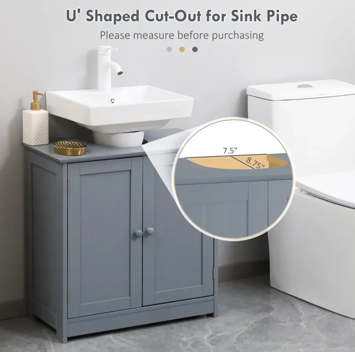 Bathroom Under Sink Vanity Cabinet Multipurpose Space Saver Storage Organizer