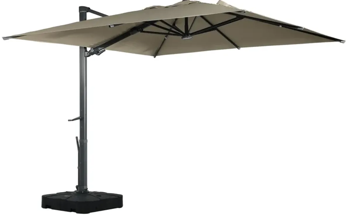 10x13 ft. 360° Rotation Cantilever Patio Umbrella with BaseandLED Light in Taupe