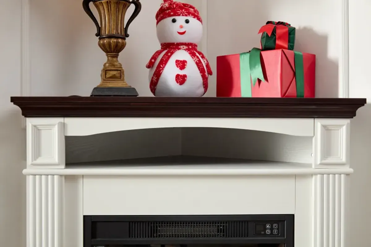 Streamdale Corner Mantel Cabinet for Living Room or Bedroom with 23 inch Fireplace Insert Heater for the Perfect Ambiance