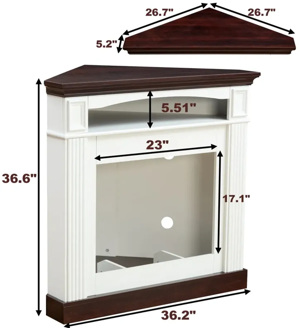 Streamdale Corner Mantel Cabinet for Living Room or Bedroom with 23 inch Fireplace Insert Heater for the Perfect Ambiance