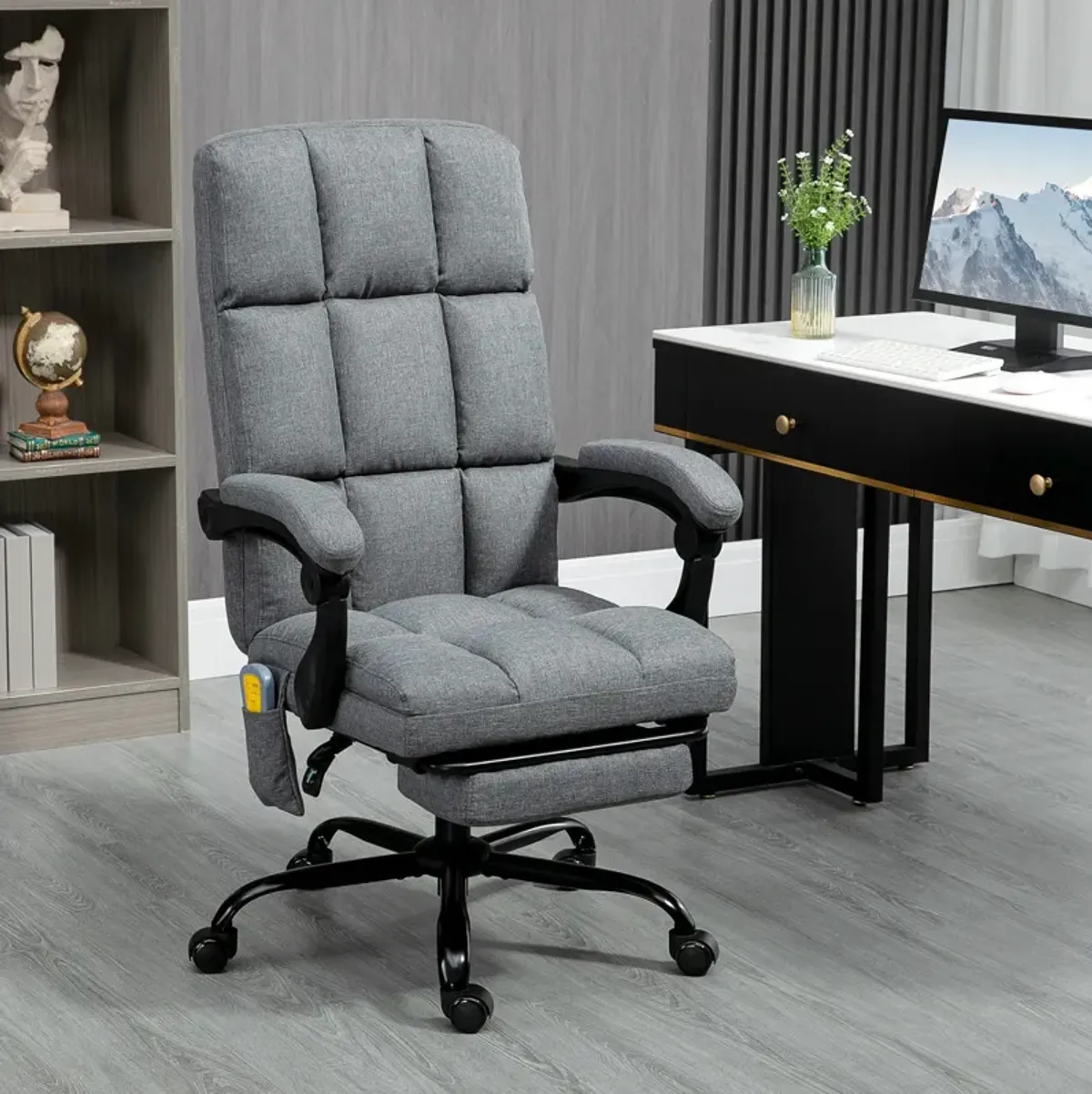 Dark Grey Work Relaxation: Reclining Massage Office Chair