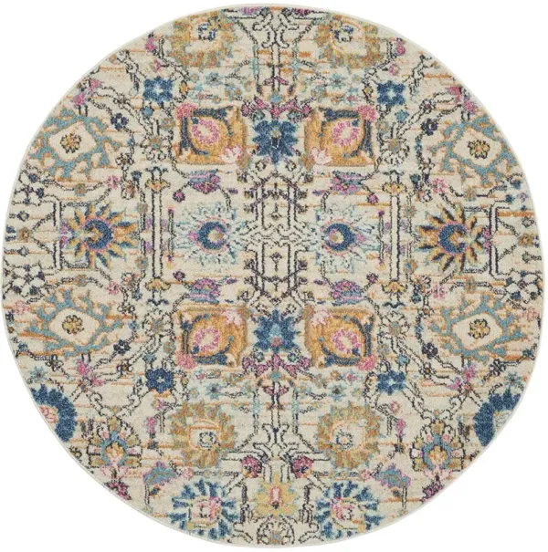 Passion PSN01 Ivory/Multicolor 4' x Round Rug
