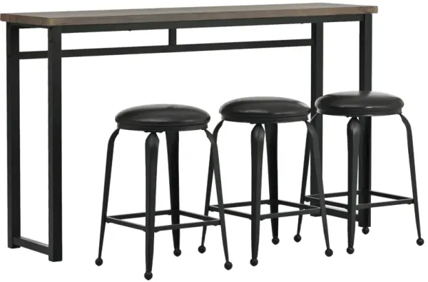 4-Piece Kitchen Counter Height Dining Table Set, Industrial Bar Table with 3 Barstools for Dining Room Bistro (Brown)