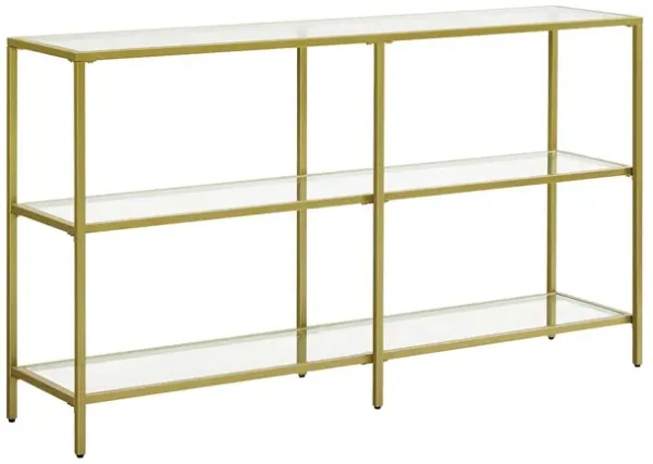Hivvago Gold Color 3-tier Glass Console Sofa Table