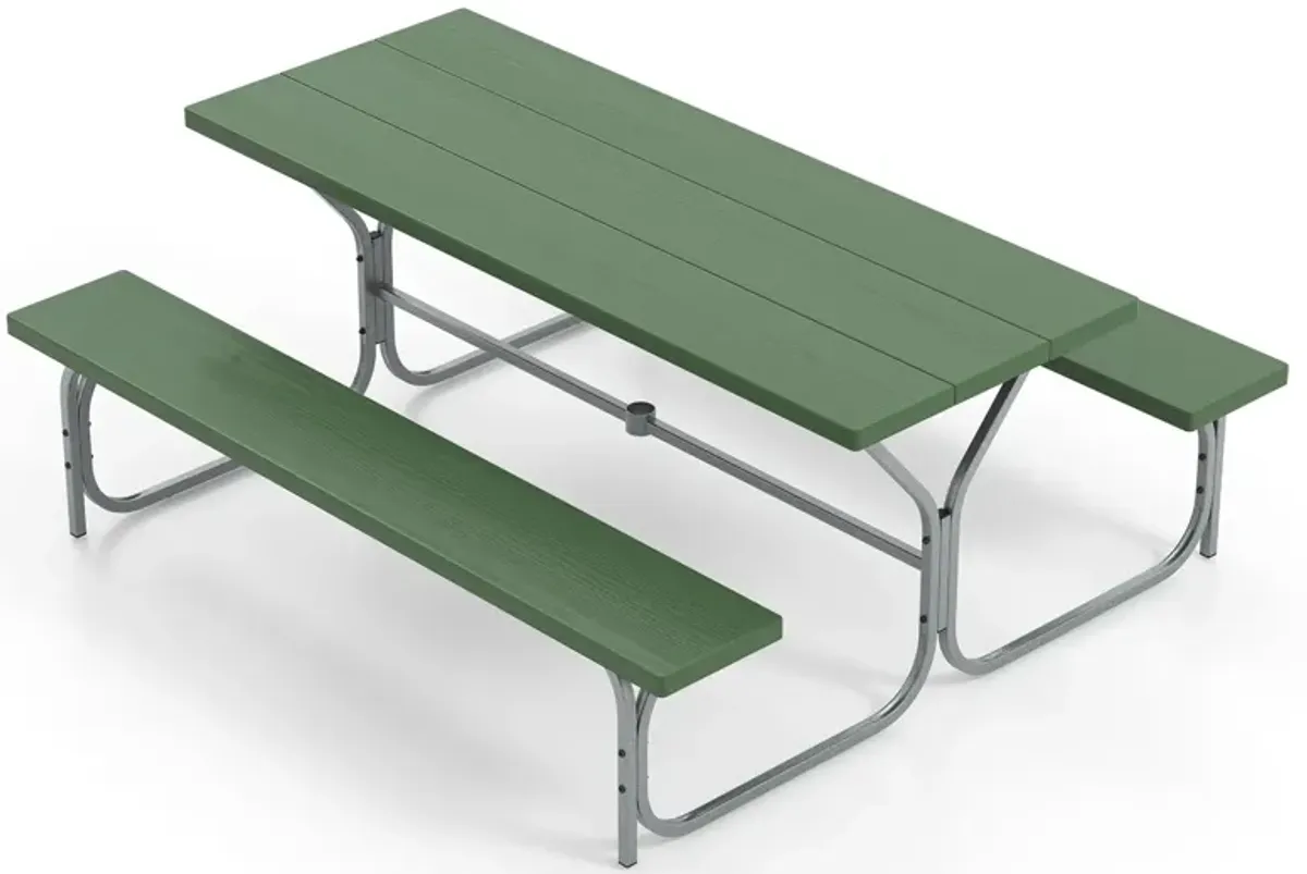 6 Feet Picnic Table Bench Set with HDPE Tabletop for 8 Person