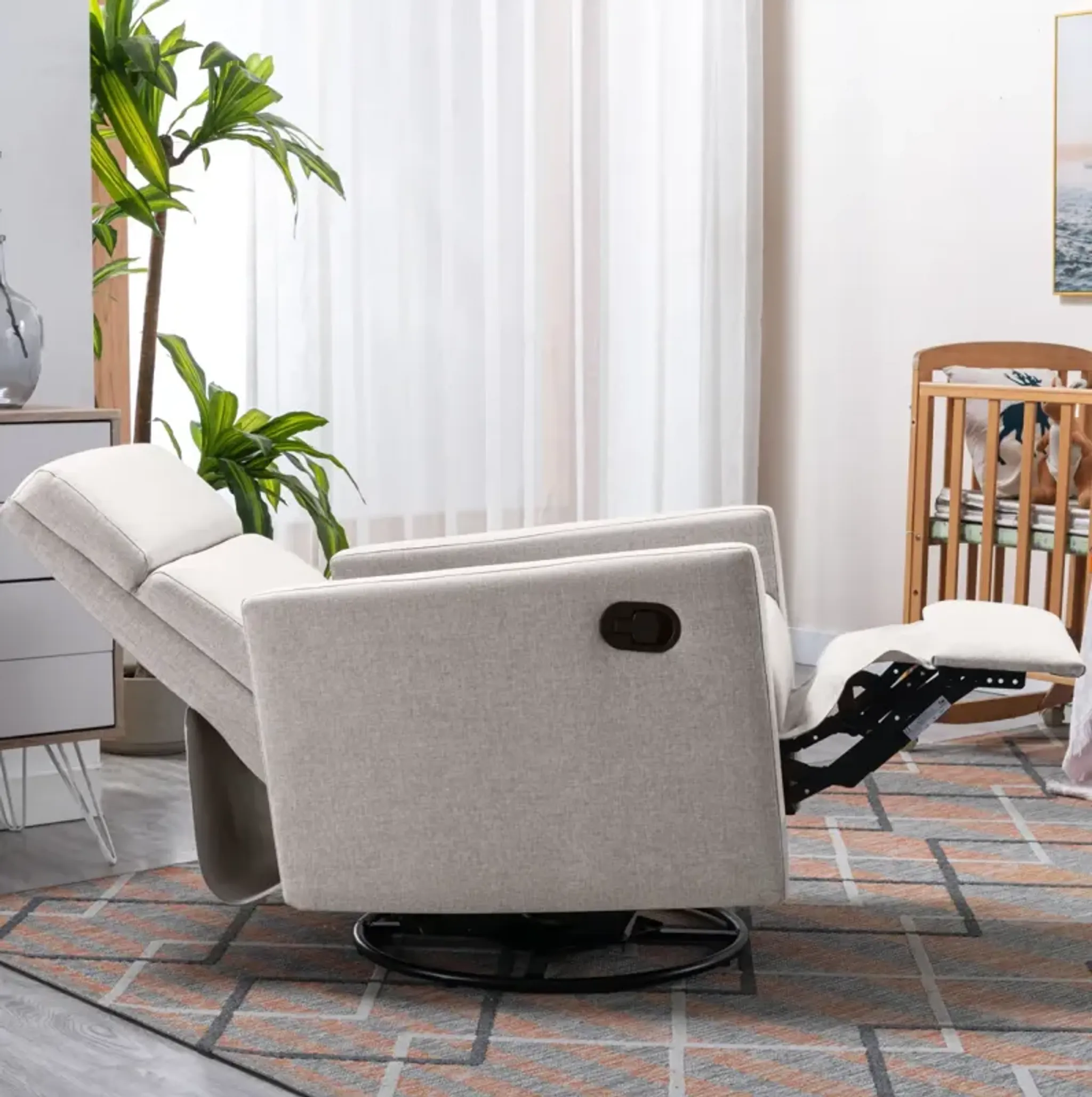 Modern Upholstered Rocker Nursery Chair Plush Seating Glider Swivel ...