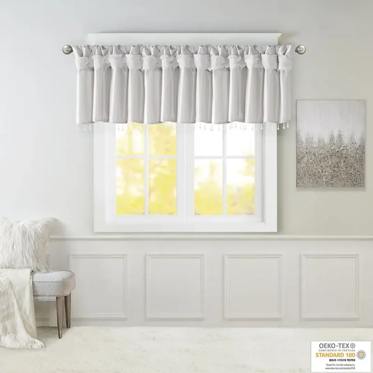 Gracie Mills Elroy Lightweight Beaded Faux Silk Valance