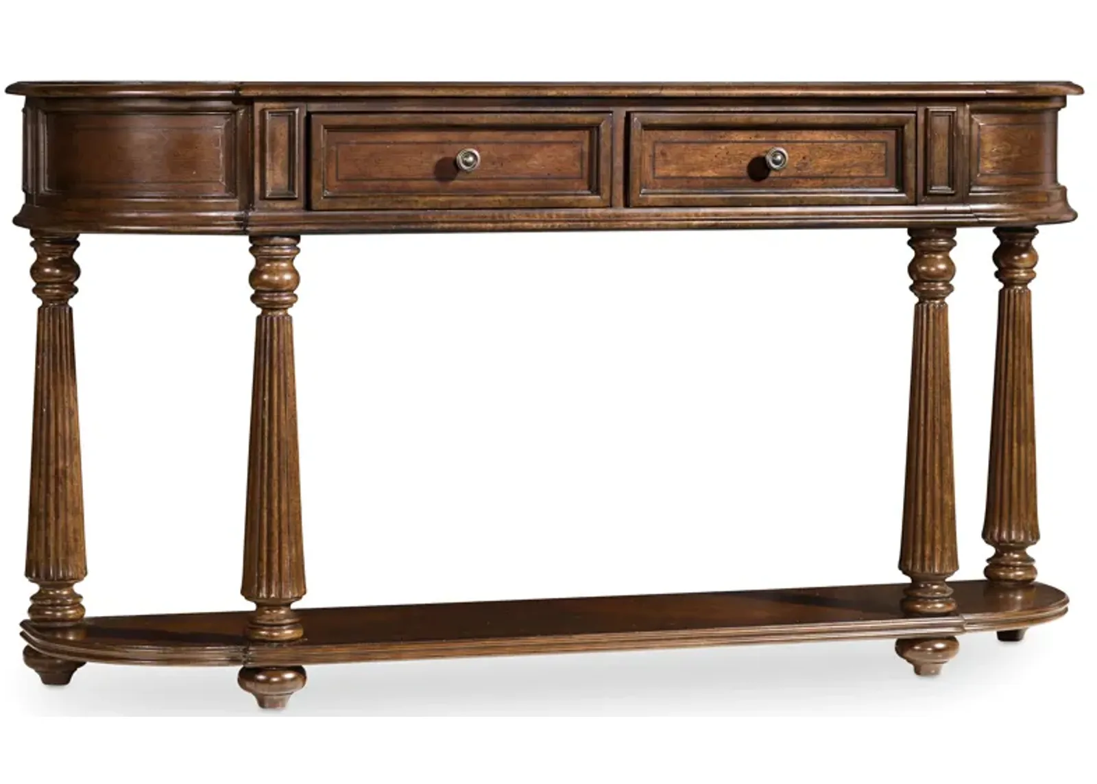 Leesburg Demilune Hall Console in Dark Wood