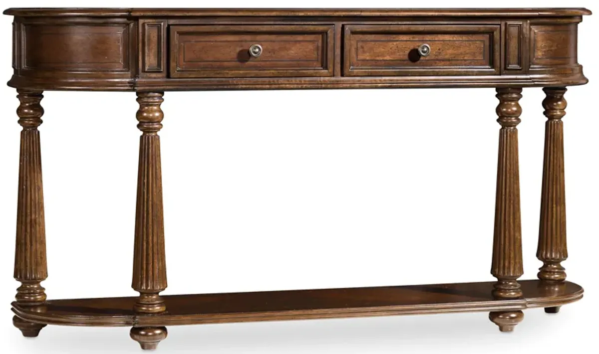 Leesburg Demilune Hall Console in Dark Wood