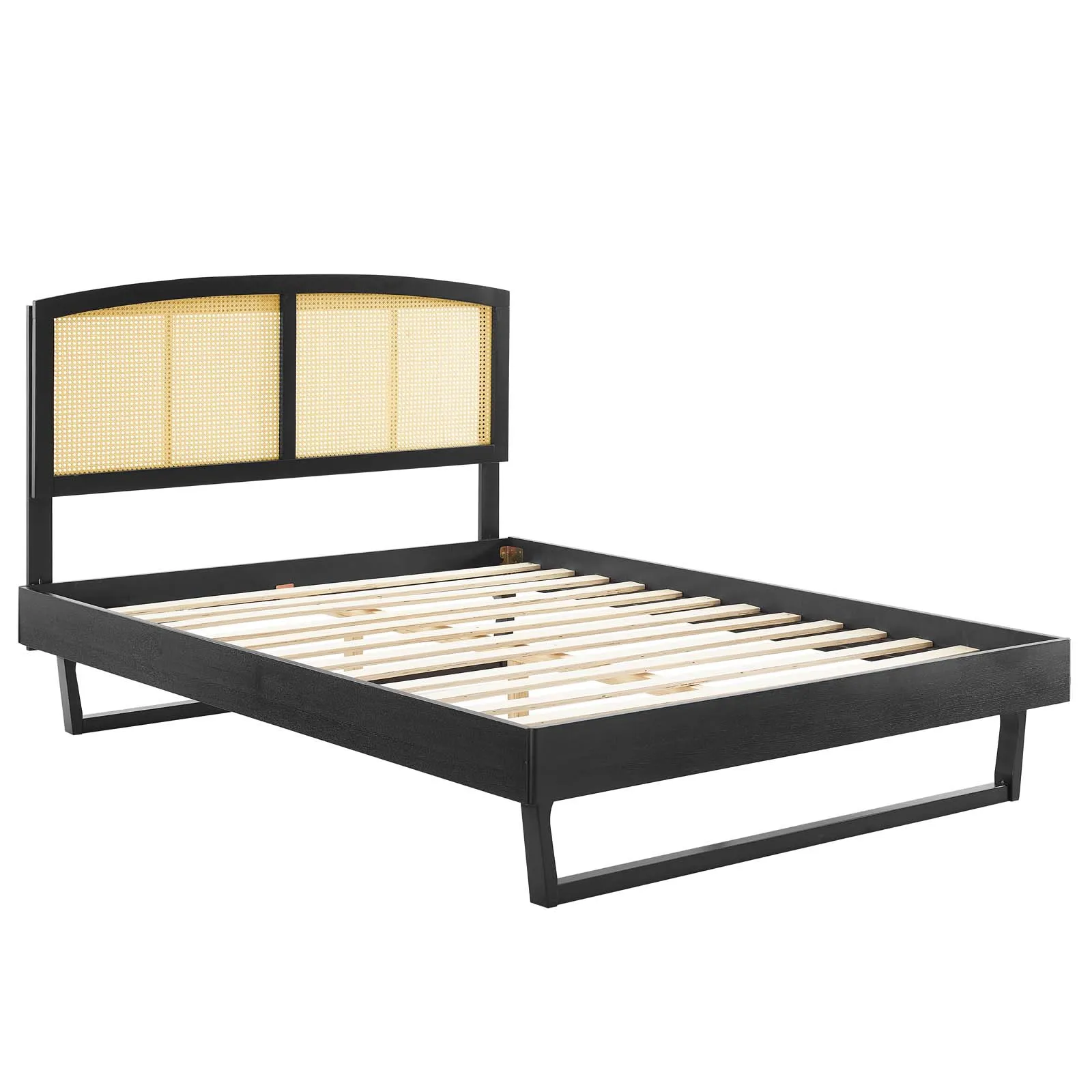 Modway - Sierra Cane and Wood King Platform Bed with Angular Legs