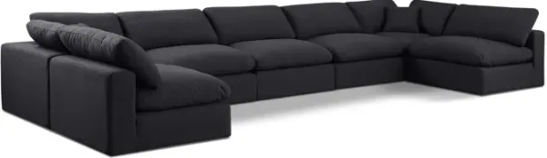 Meridian Furniture Comfy Black Linen Textured Fabric Modular Sectional