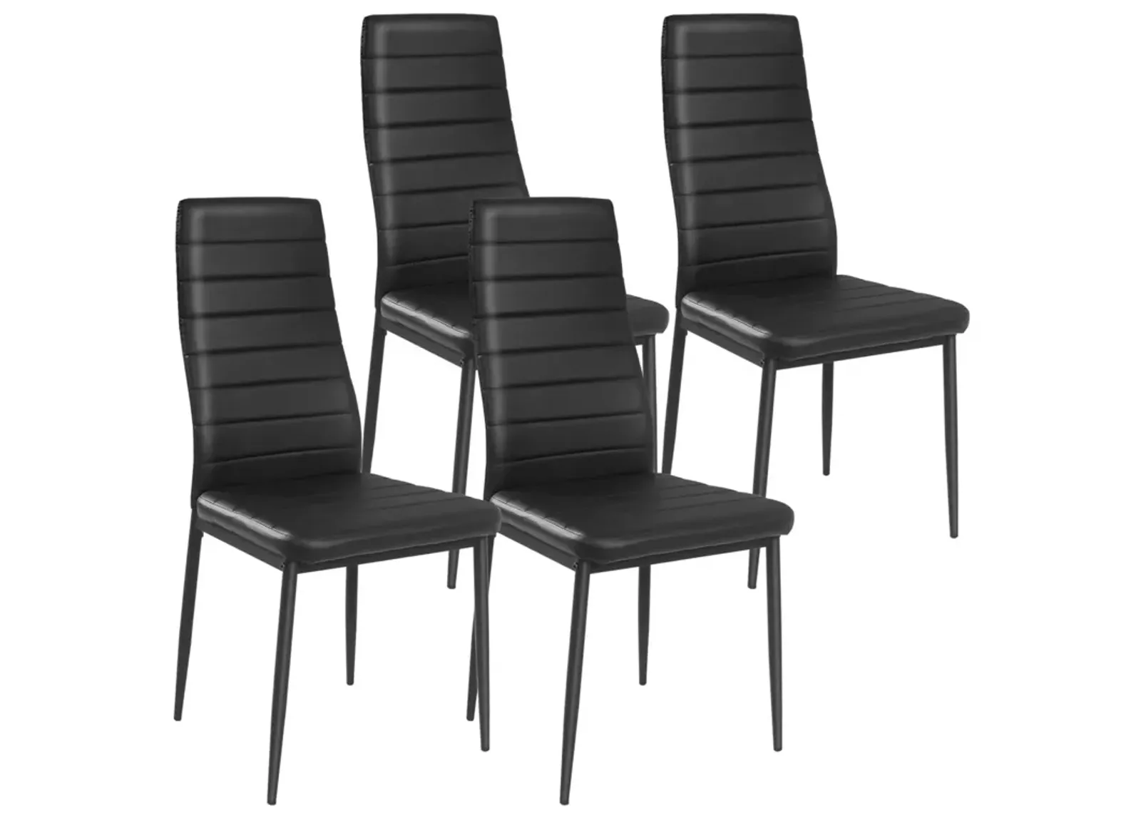 4 Pieces Modern Leather Dinning Chairs Set with Metal Frame