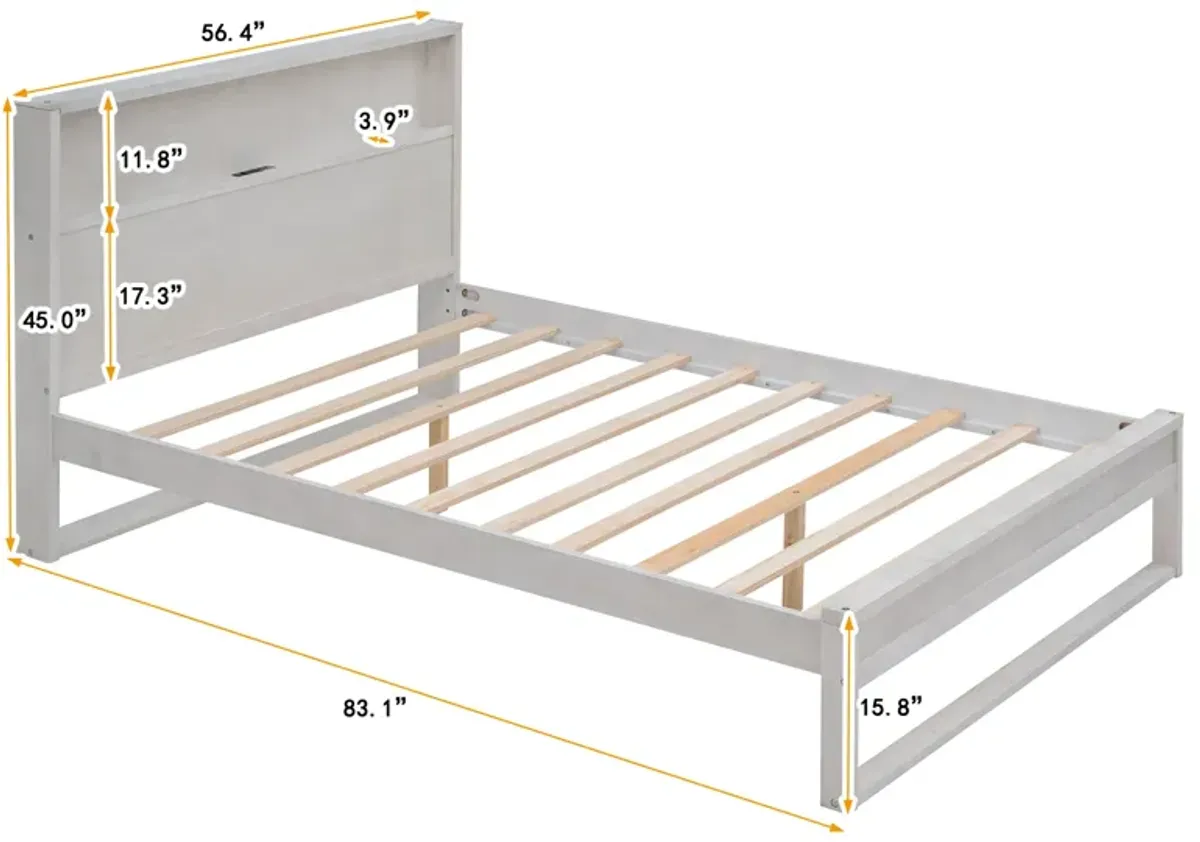 Merax Platform Bed with Storage Headboard