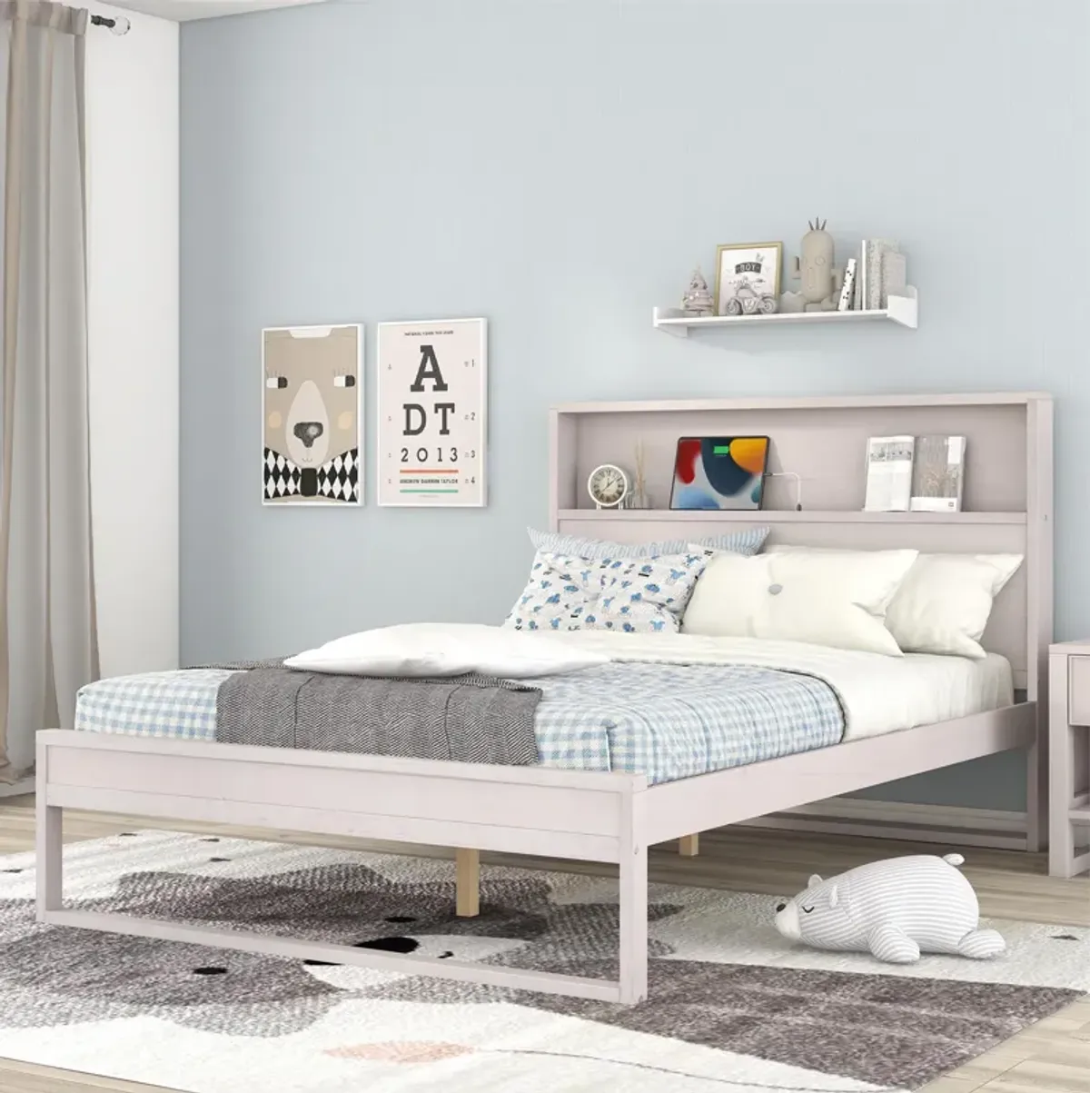 Merax Platform Bed with Storage Headboard