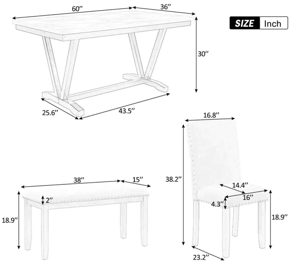 Modern Style 6-piece Dining Set