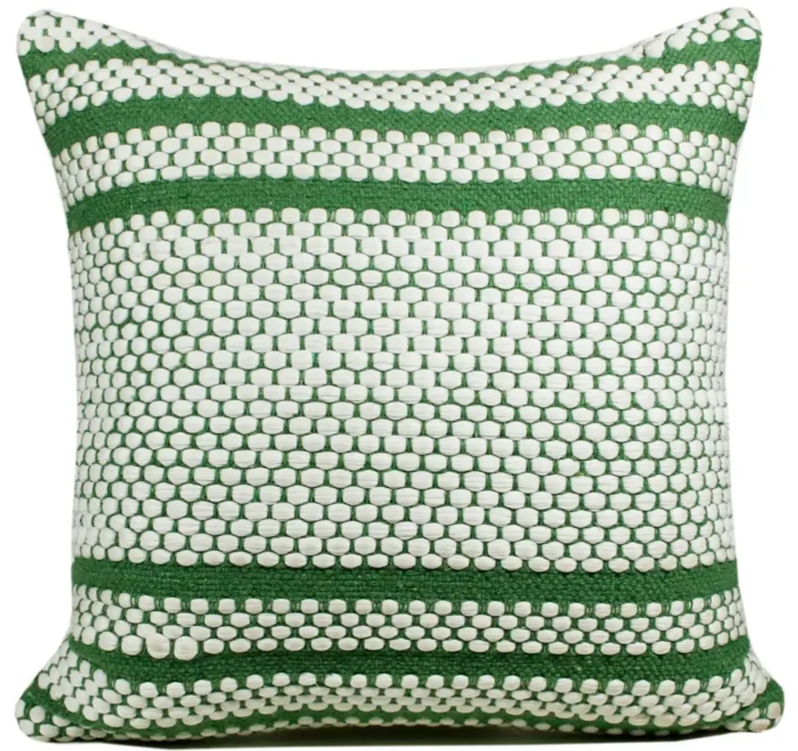 20" Green and White Striped Square Throw Pillow