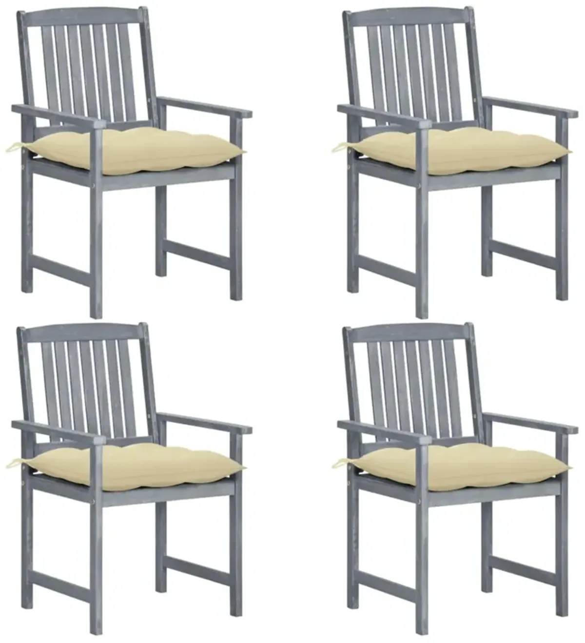 vidaXL Director's Chairs with Cushions 4 pcs Gray Solid Acacia Wood