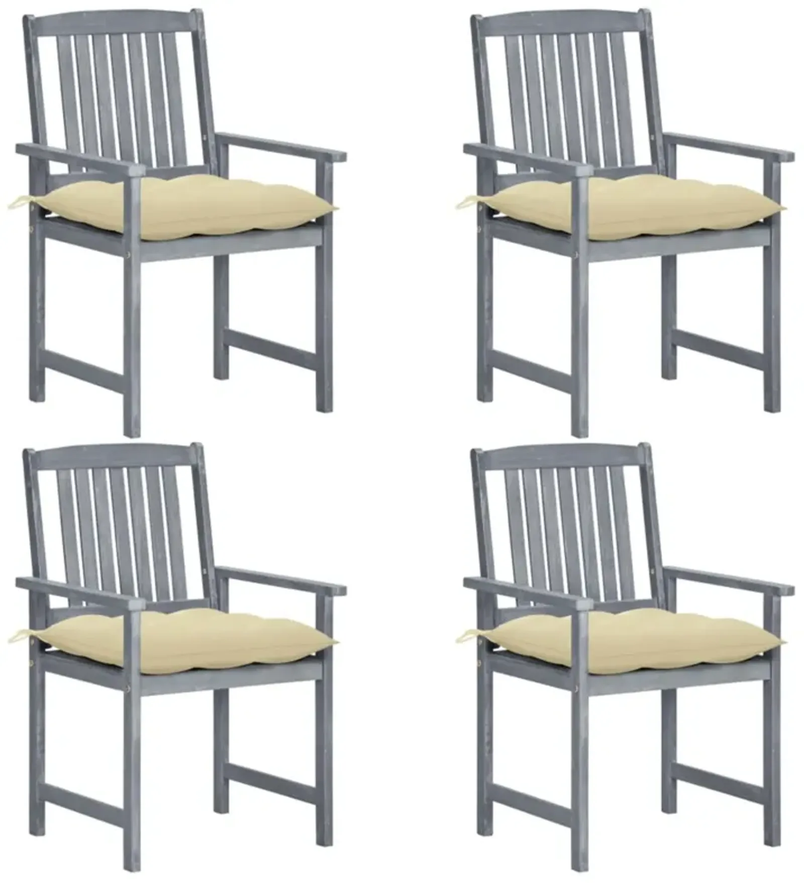 vidaXL Director's Chairs with Cushions 4 pcs Gray Solid Acacia Wood