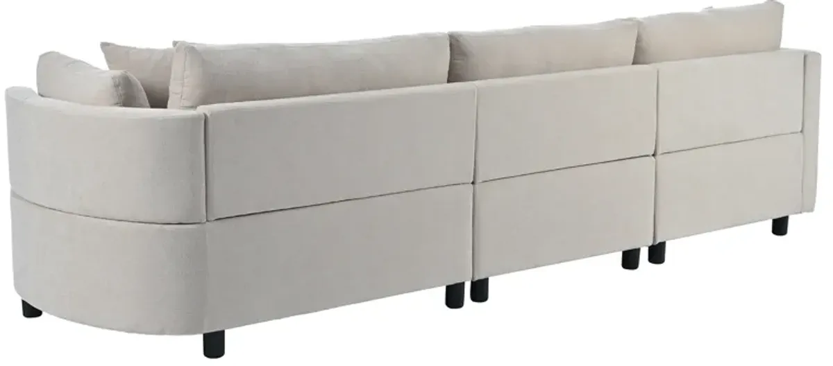 Merax Modern Fabric Sofa with Three Pillows