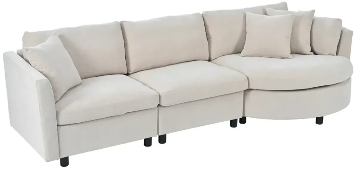 Merax Modern Fabric Sofa with Three Pillows