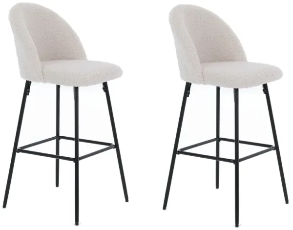 NILSSON Set of 2 Bar Stools in Metal and Velvet