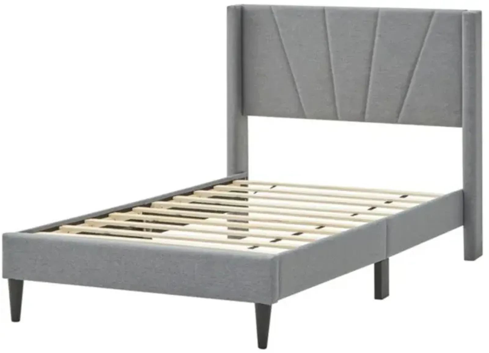 Hivvago Bed Frame with Linen Upholstered Wingback Headboard