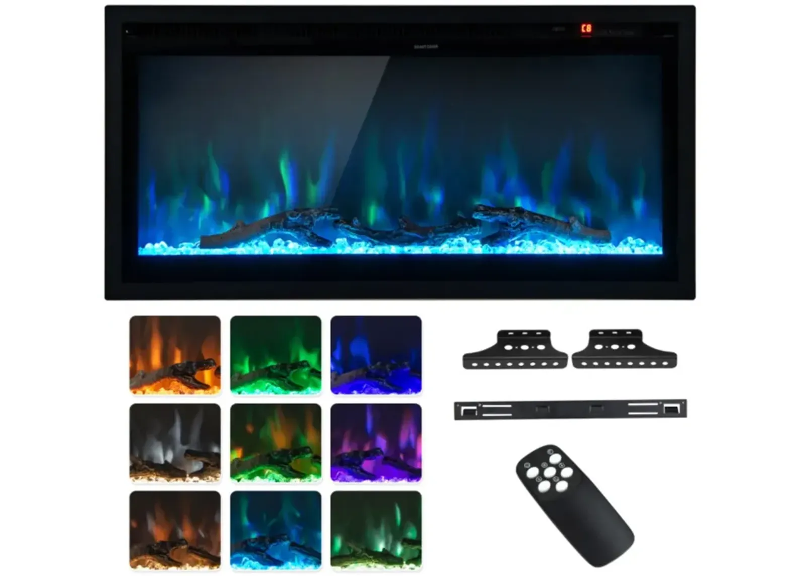 Hivvago Electric Fireplace in-Wall Recessed with Remote Control and Adjustable Color and Brightness