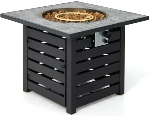 Hivvago Square Propane Fire Pit Table with Lava Rocks and Rain Cover