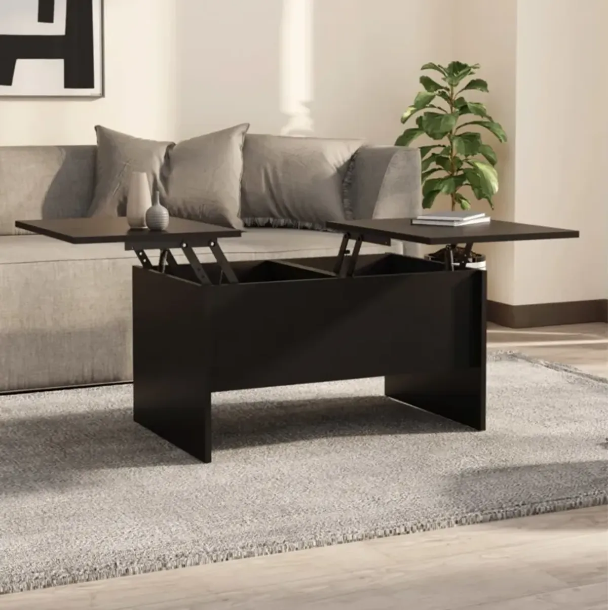 vidaXL Coffee Table Black 31.5"x19.7"x16.7" Engineered Wood