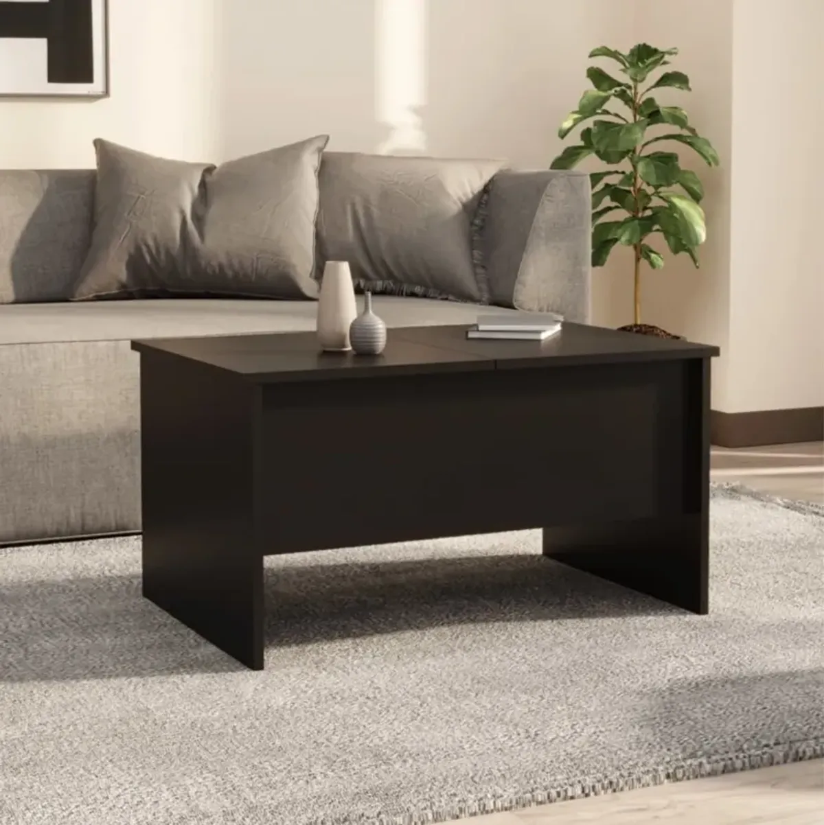 vidaXL Coffee Table Black 31.5"x19.7"x16.7" Engineered Wood