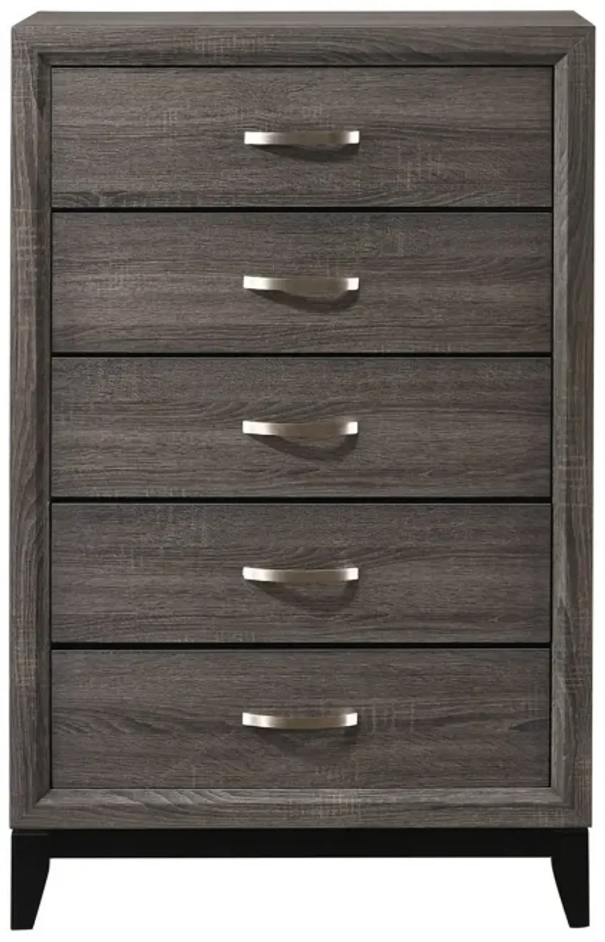 Chest with 5 Storage Drawers and Grain Details, Gray-Benzara