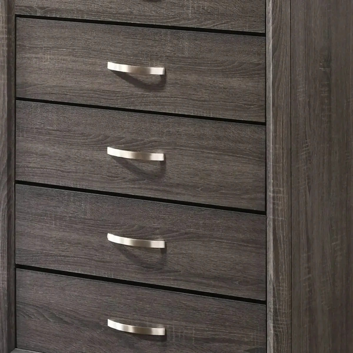 Chest with 5 Storage Drawers and Grain Details, Gray-Benzara