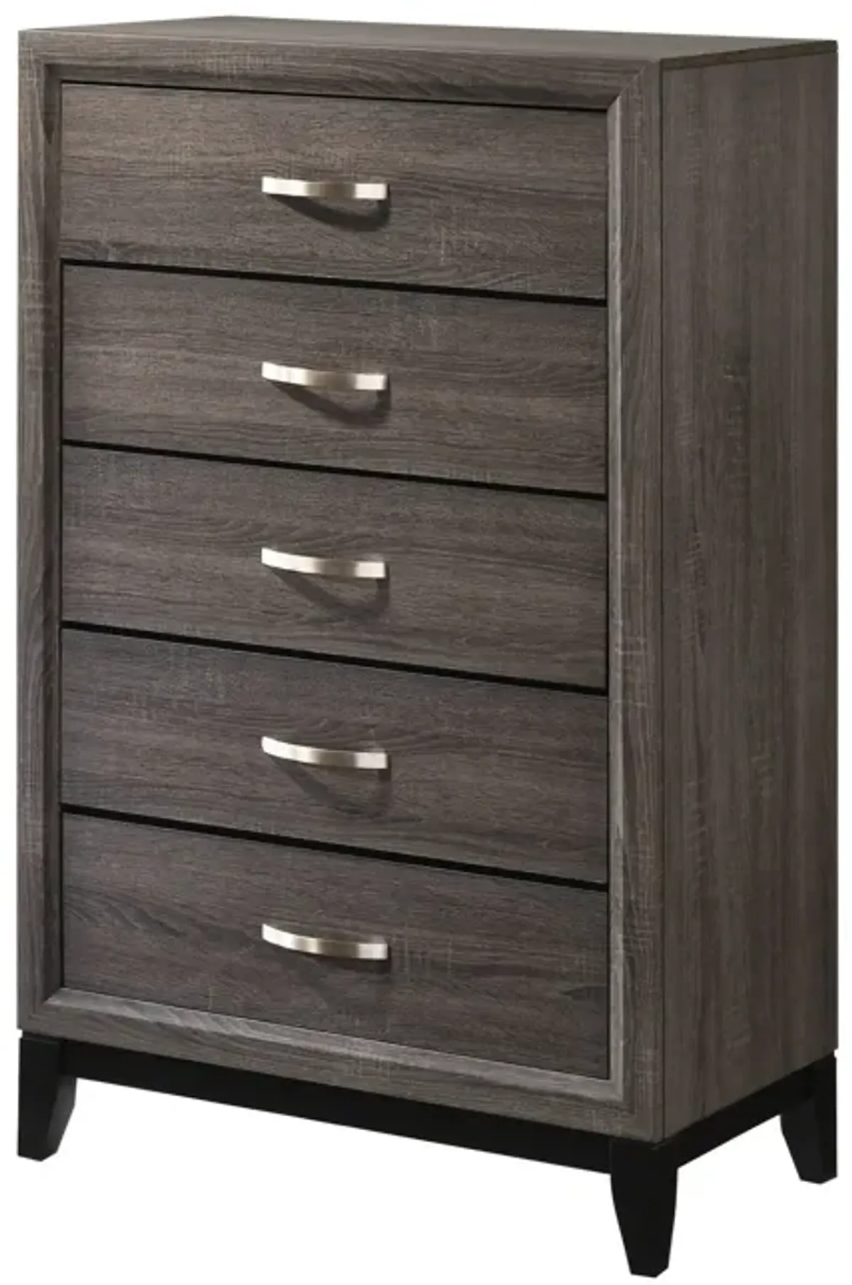 Chest with 5 Storage Drawers and Grain Details, Gray-Benzara