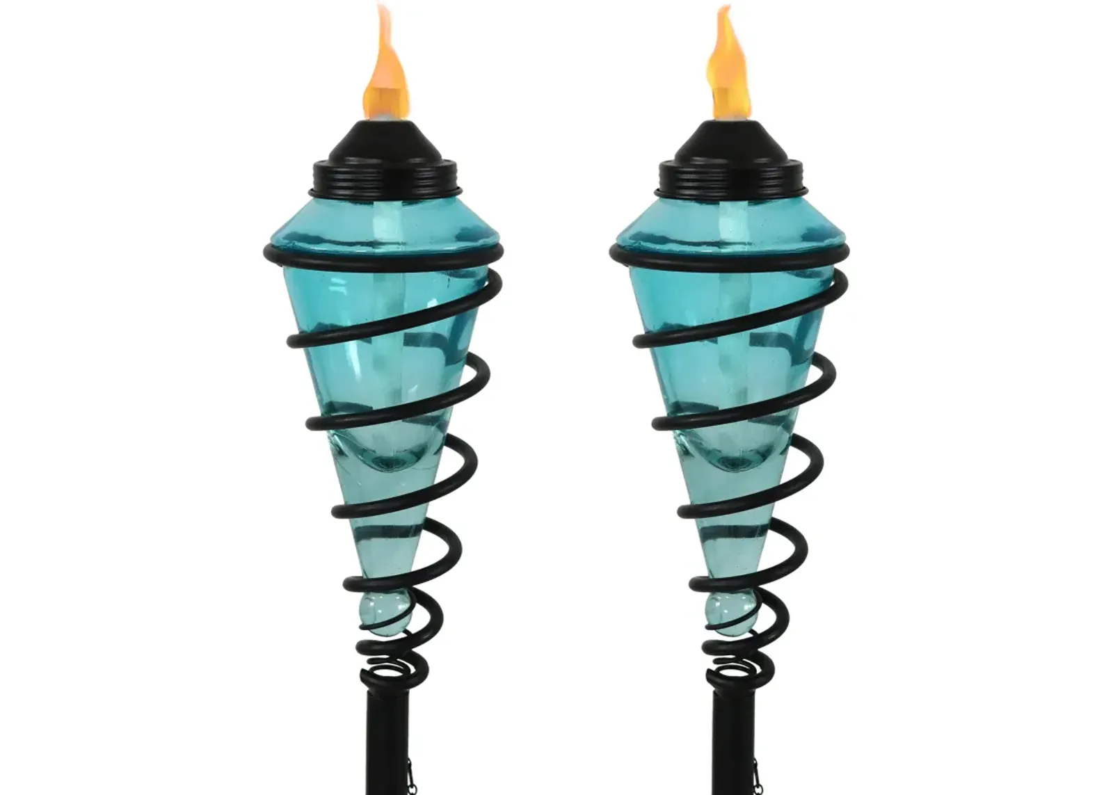 Sunnydaze Set of 2 2-in-1 Swirling Metal Glass Lawn Torches