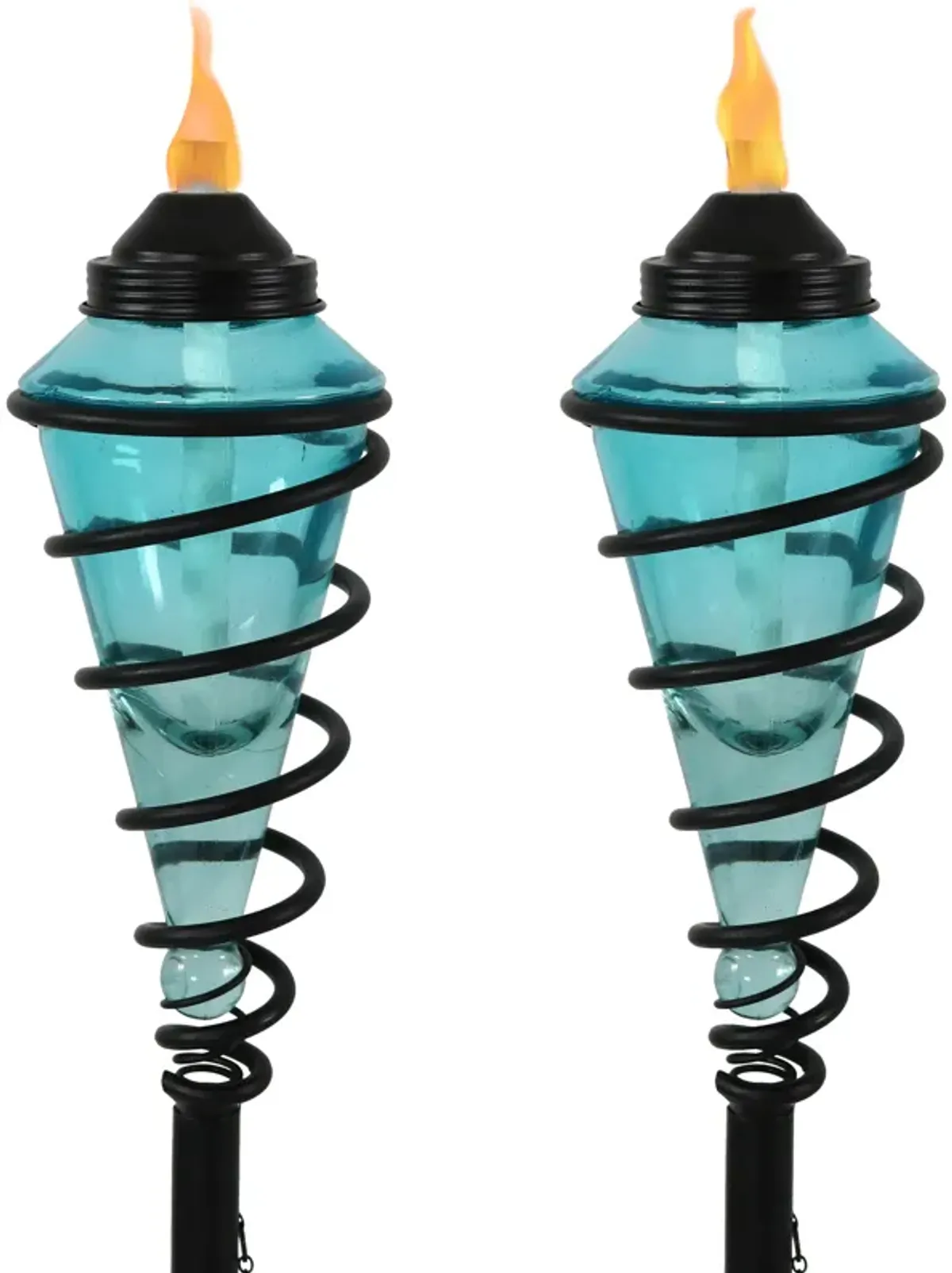 Sunnydaze Set of 2 2-in-1 Swirling Metal Glass Lawn Torches