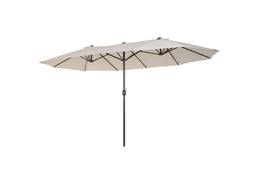 Cream Dual-Sided Shade: 15ft Double Patio Umbrella with Crank