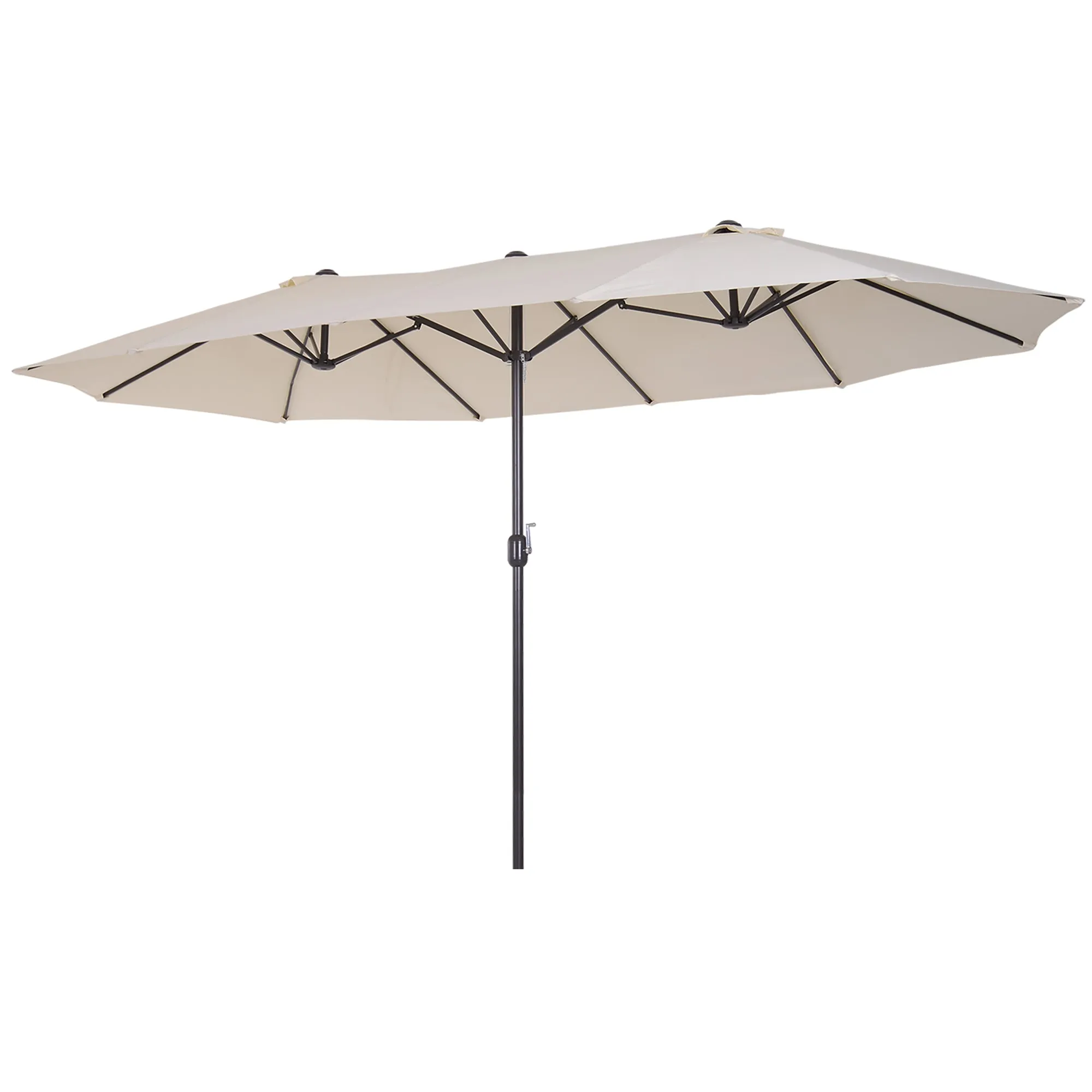 Cream Dual-Sided Shade: 15ft Double Patio Umbrella with Crank