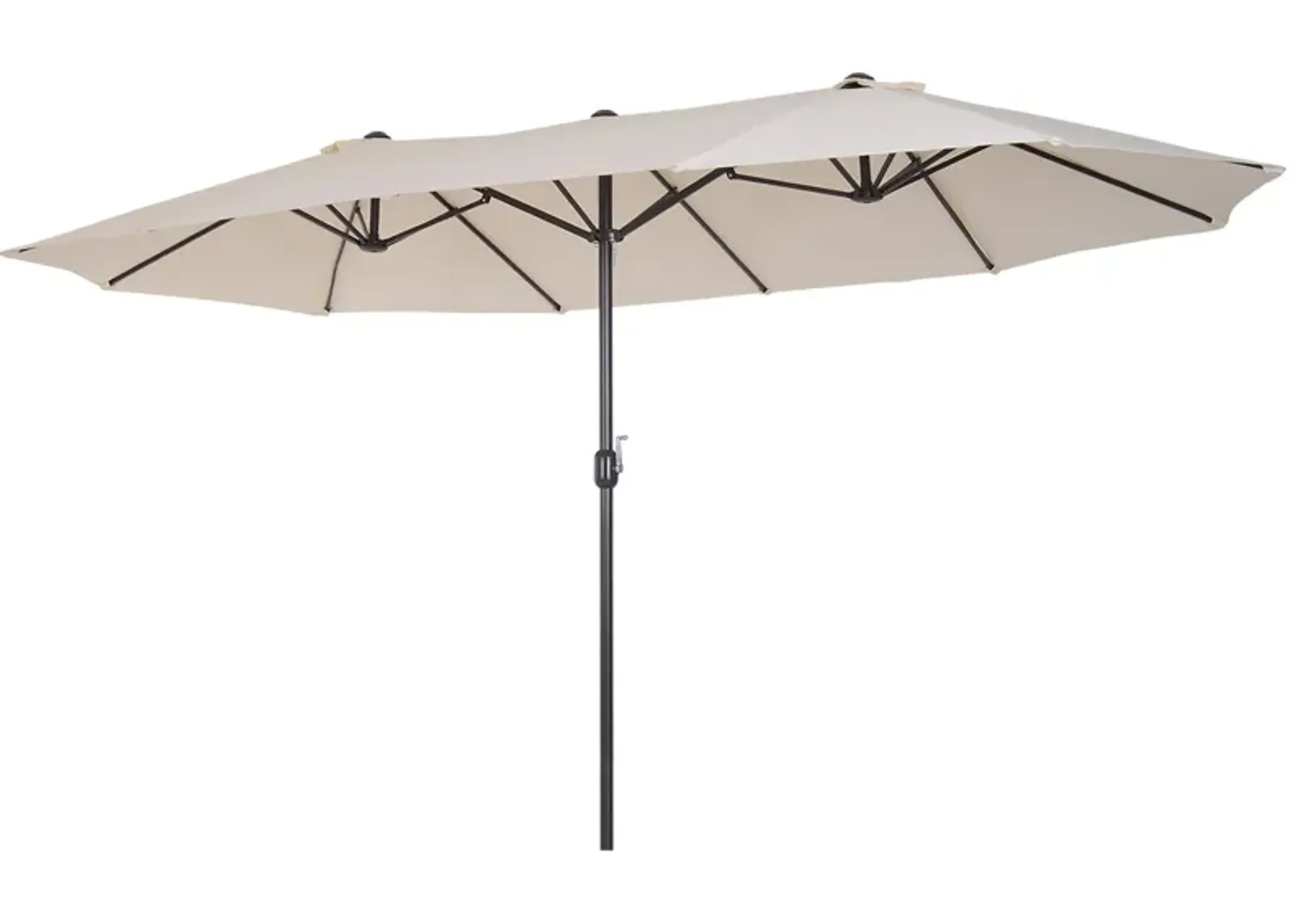 Cream Dual-Sided Shade: 15ft Double Patio Umbrella with Crank