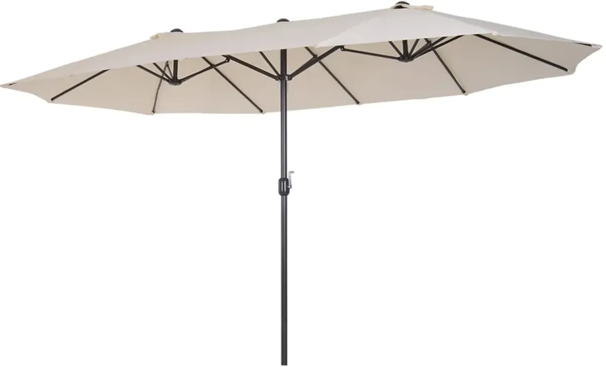 Cream Dual-Sided Shade: 15ft Double Patio Umbrella with Crank