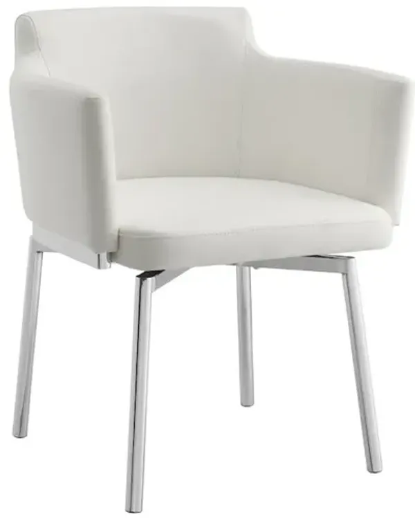 Casabianca Home Suzzie 180 Swivel Arm Dining Chair In White Pu Leather