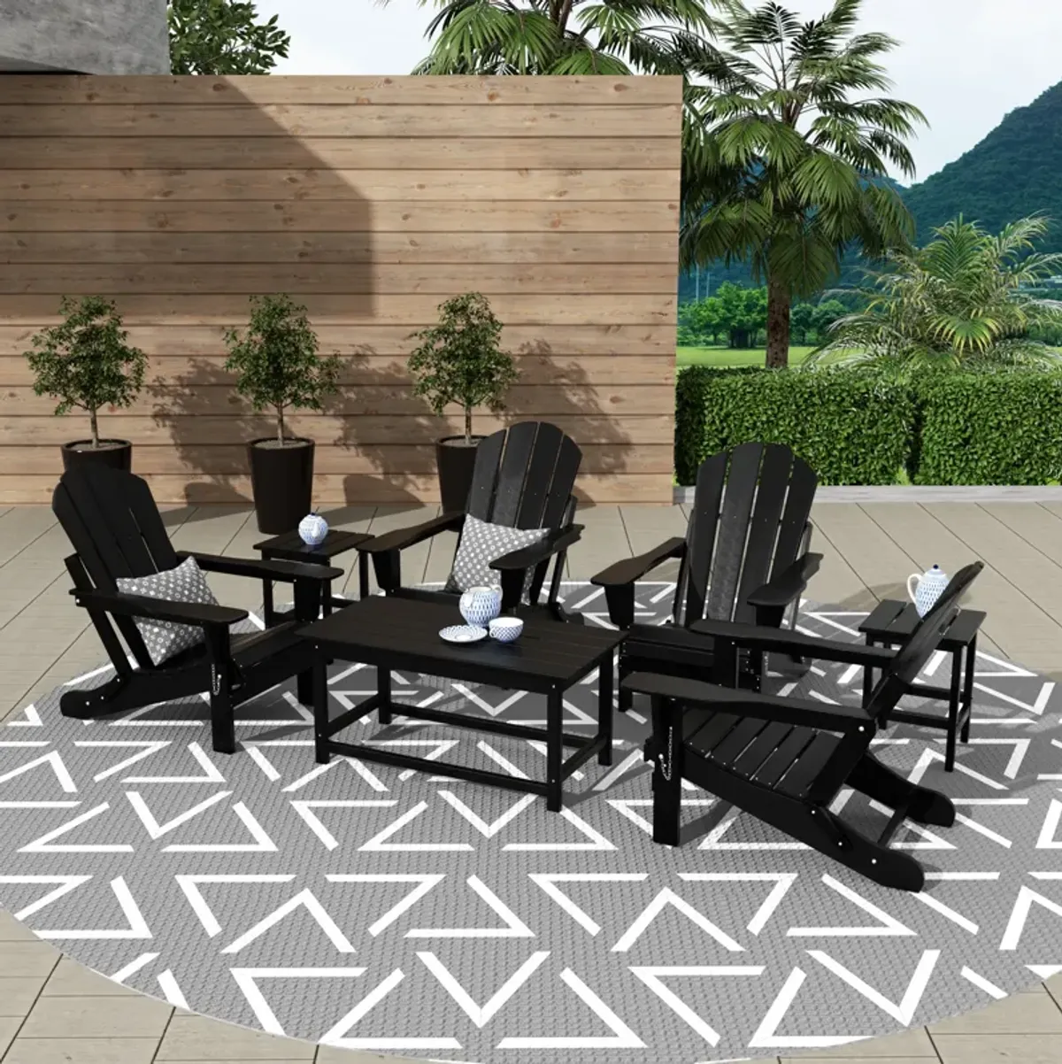 WestinTrends 3-Piece Outdoor Patio Adirondack Coffee and Side Table Set