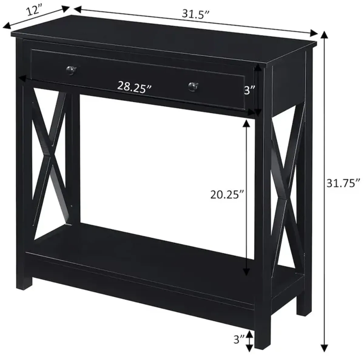 Convenience Concepts Oxford 1 Drawer Entryway Hall Table with Shelf