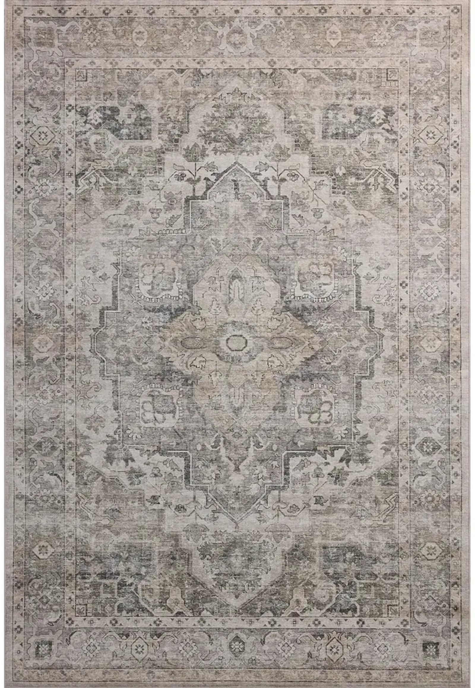 Josie  Silver/Natural 2'x5' Machine Washable Rug