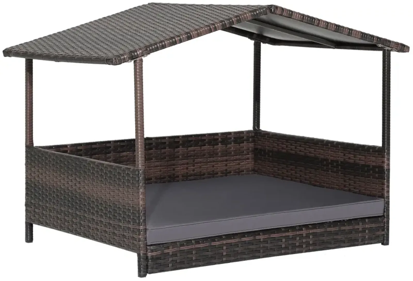 Outdoor Wicker Dog House with Weatherproof Roof