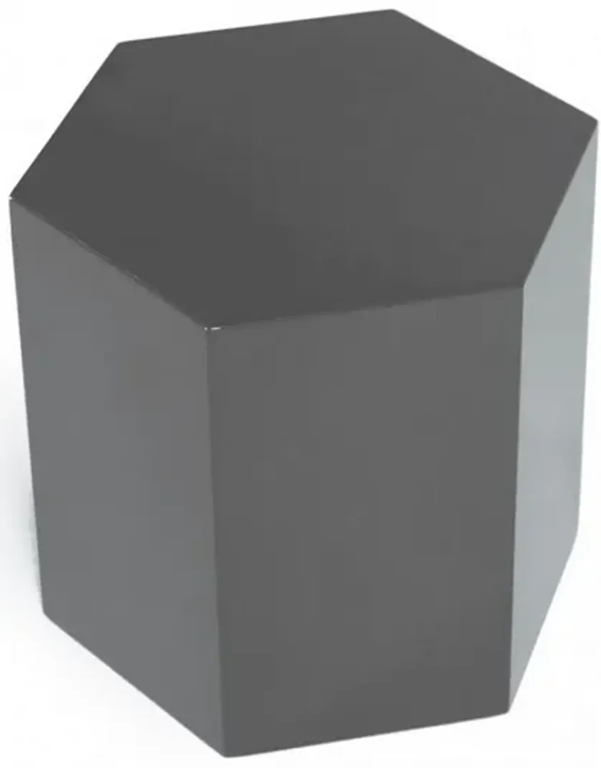 Contemporary High Gloss Hexagonal Wooden End Table, Medium, Gray-Benzara