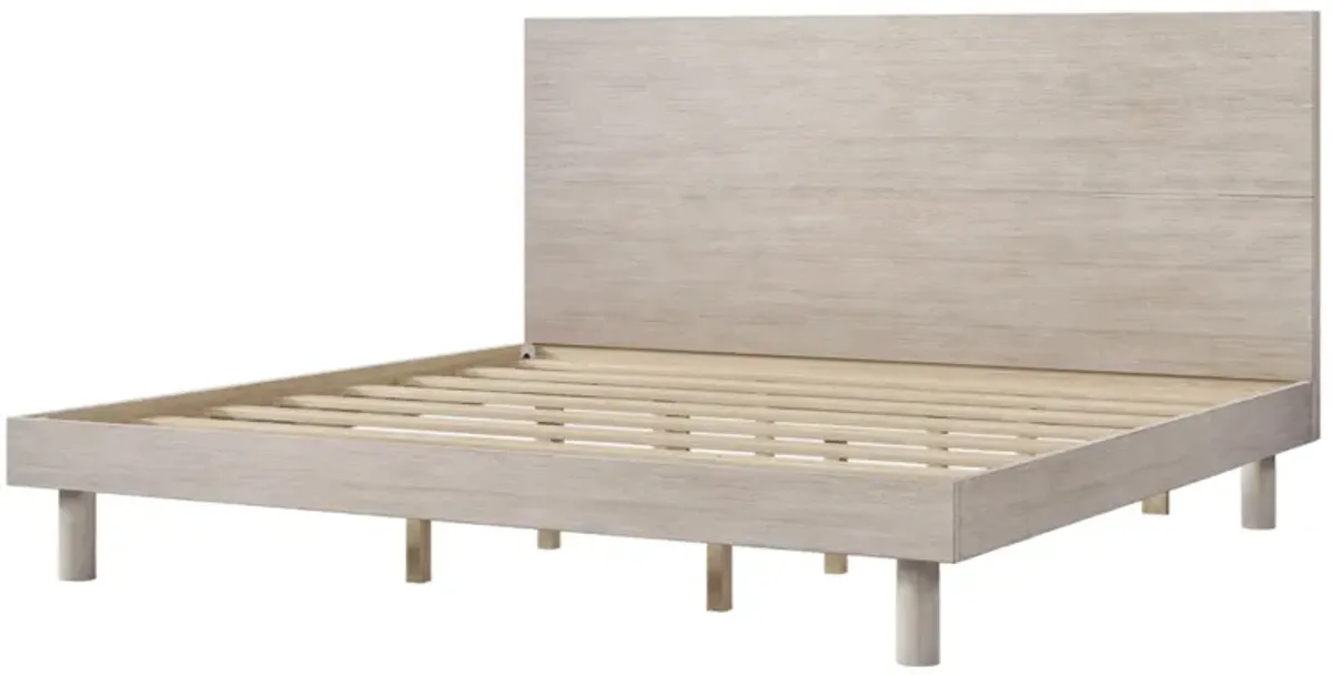 Merax Modern Concise Style Solid Wood Grain Platform Bed Frame